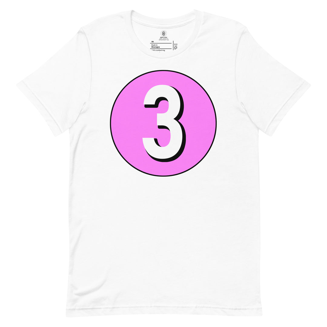 Unisex t-shirt: White on Pink 3