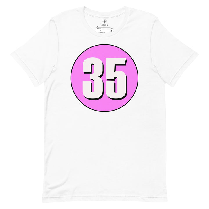 Unisex t-shirt: White on Pink 35