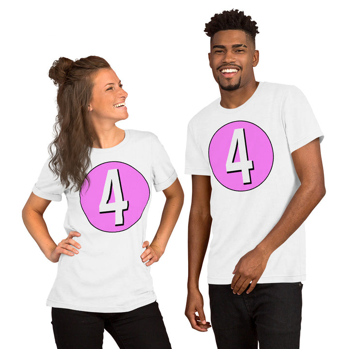 Unisex t-shirt: White on Pink 4