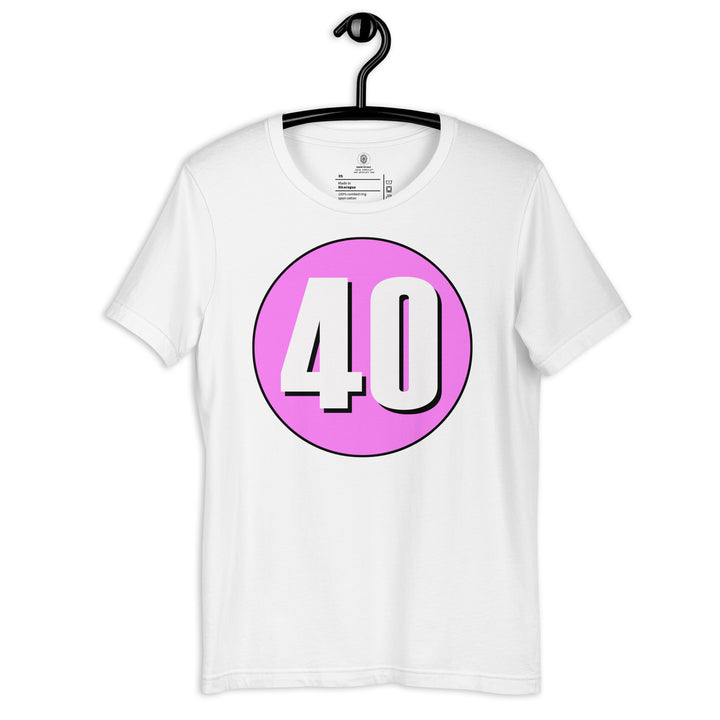 Unisex t-shirt: White on Pink 40