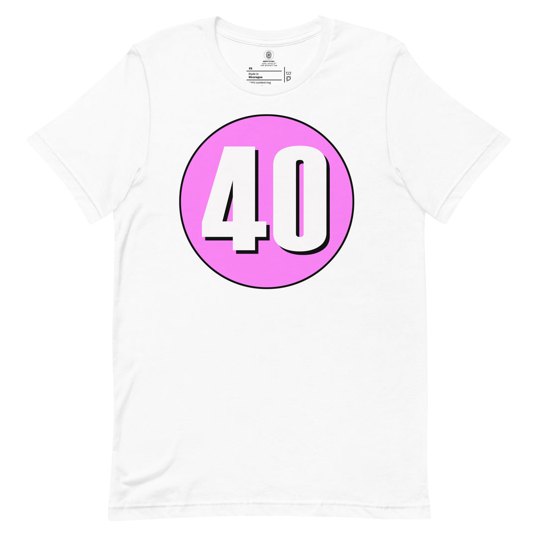 Unisex t-shirt: White on Pink 40