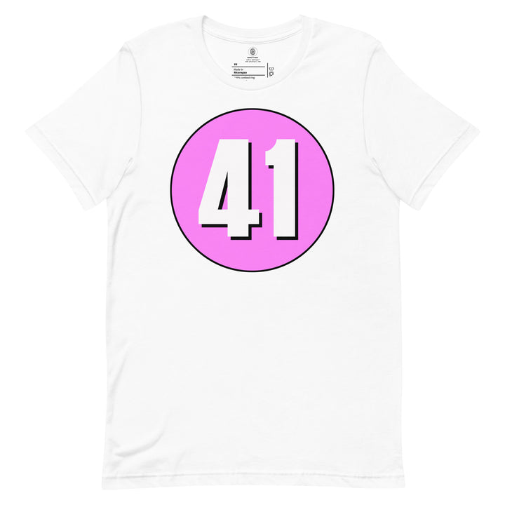 Unisex t-shirt: White on Pink 41