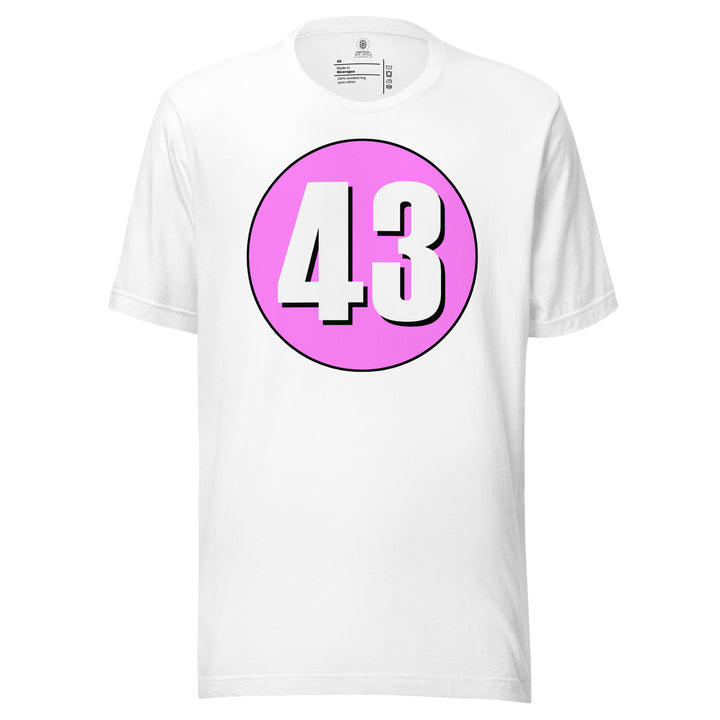 Unisex t-shirt: White on Pink 43