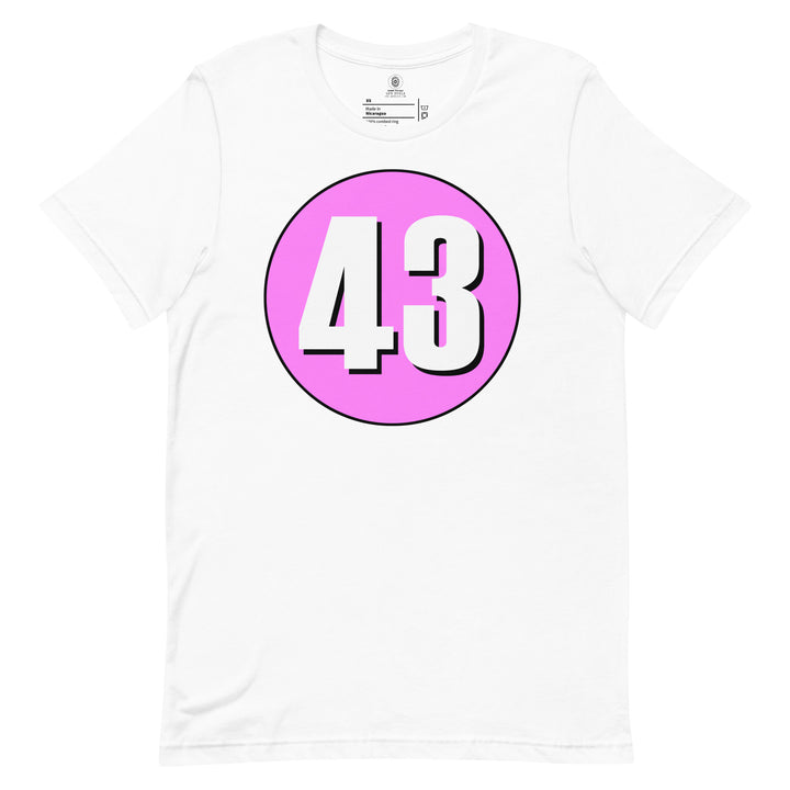 Unisex t-shirt: White on Pink 43