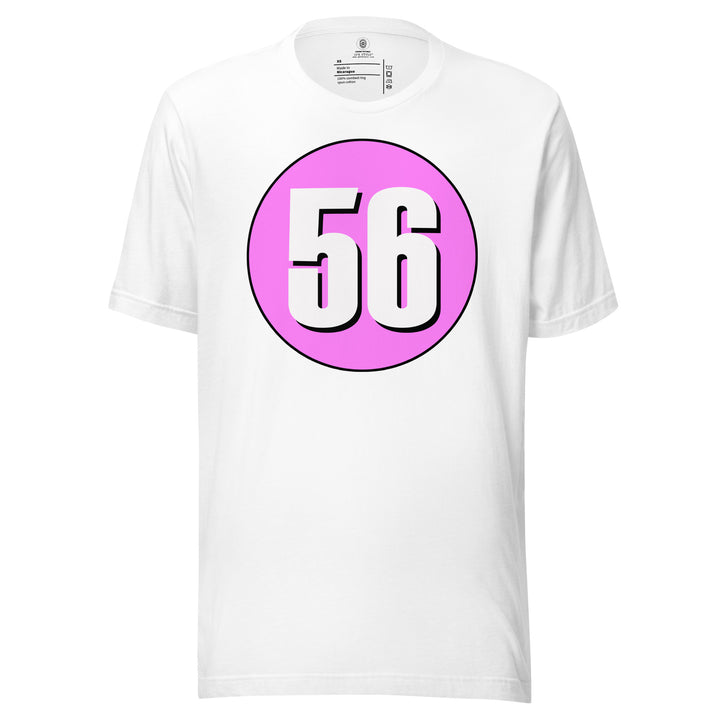 Unisex t-shirt: White on Pink 56