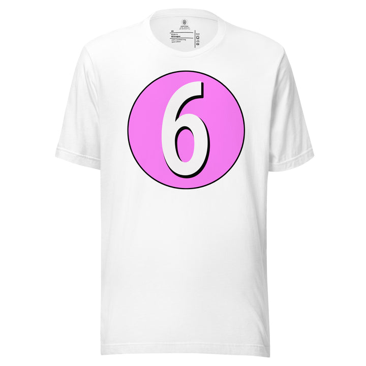 Unisex t-shirt: White on Pink 6