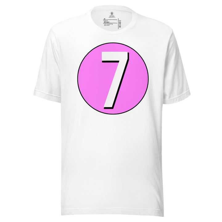 Unisex t-shirt: White on Pink 7