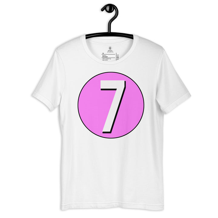 Unisex t-shirt: White on Pink 7