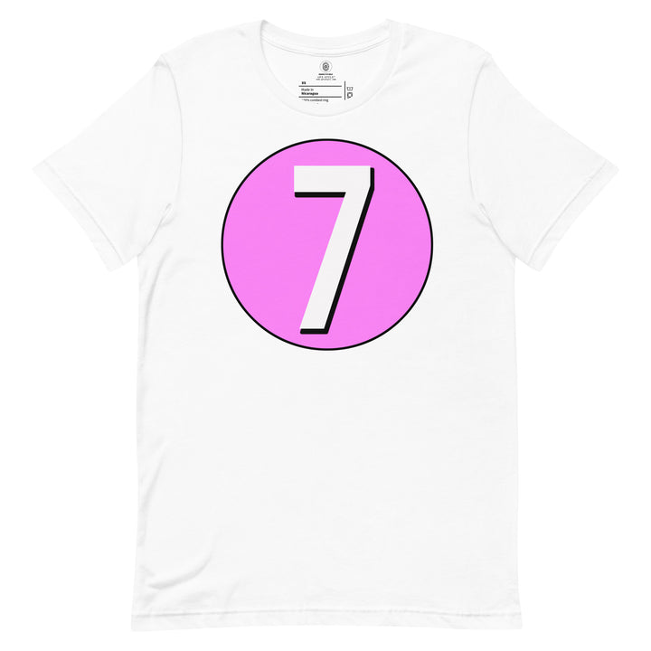 Unisex t-shirt: White on Pink 7