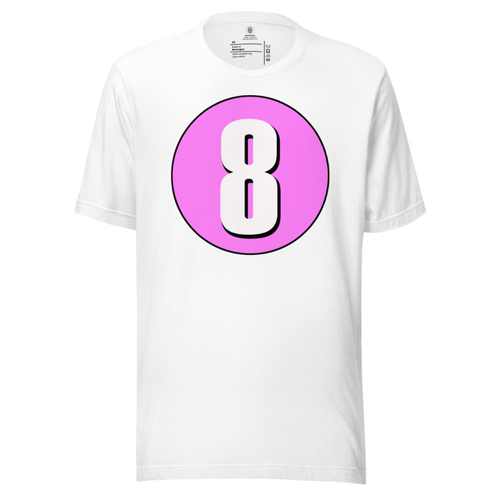 Unisex t-shirt: White on Pink 8