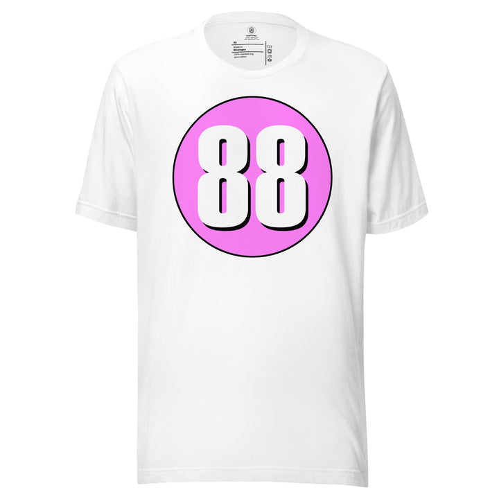 Unisex t-shirt: White on Pink 88