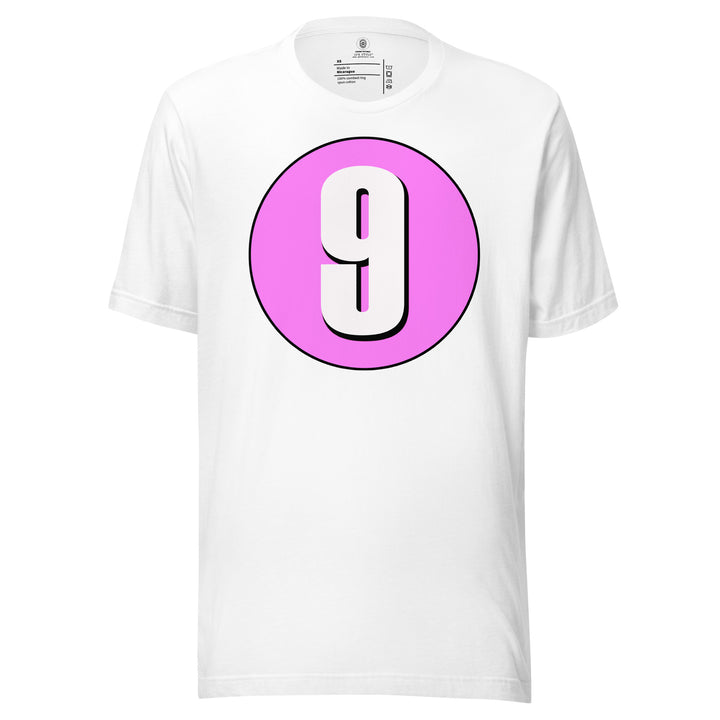 Unisex t-shirt: White on Pink 9