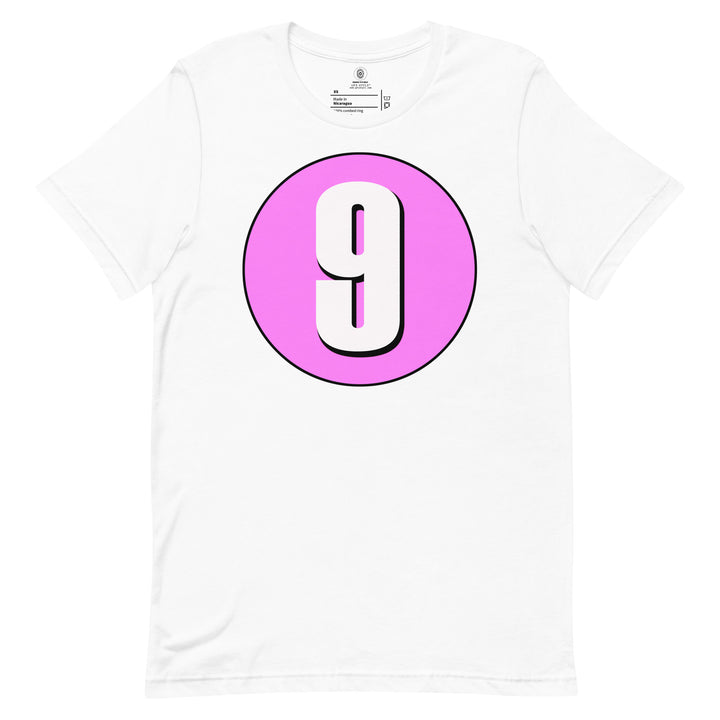 Unisex t-shirt: White on Pink 9