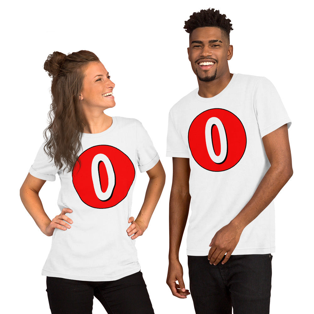 Unisex t-shirt: White on Red 0