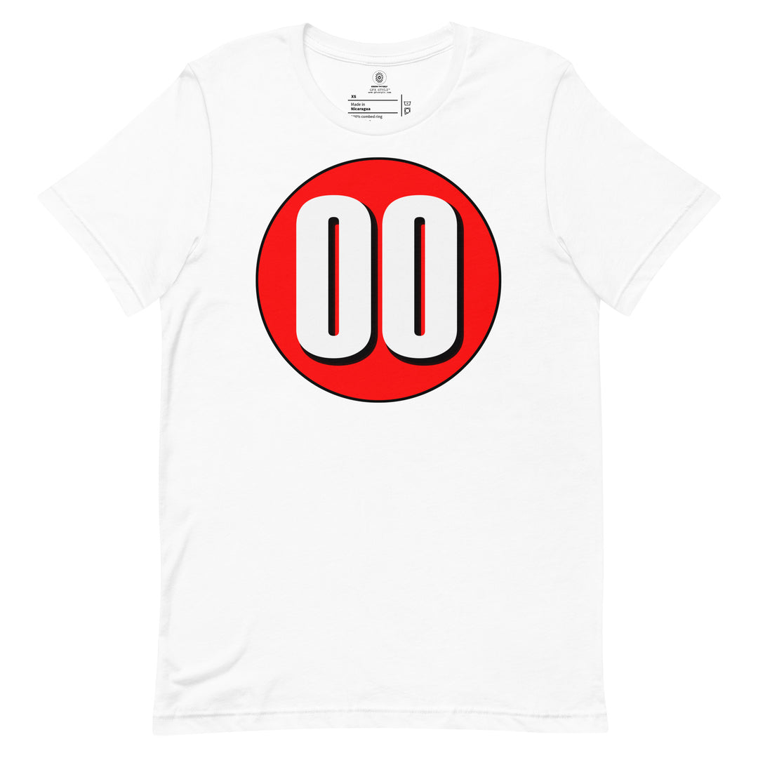 Unisex t-shirt: White on Red 00