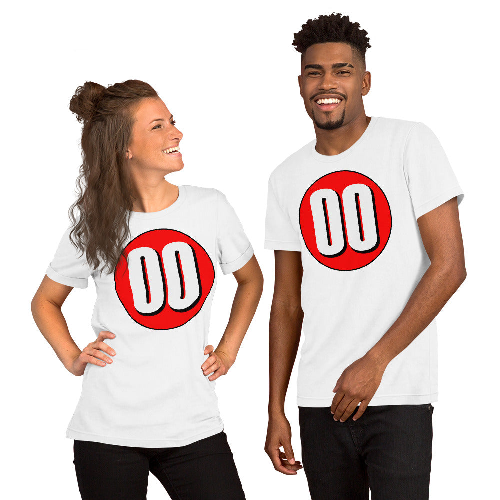 Unisex t-shirt: White on Red 00