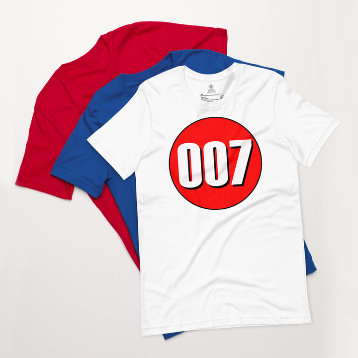 Unisex t-shirt: White on Red 007