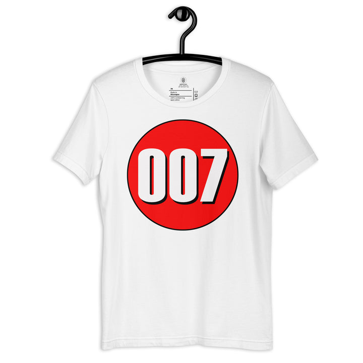 Unisex t-shirt: White on Red 007