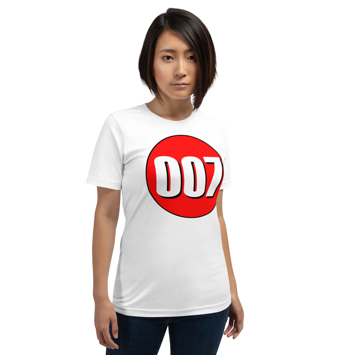 Unisex t-shirt: White on Red 007