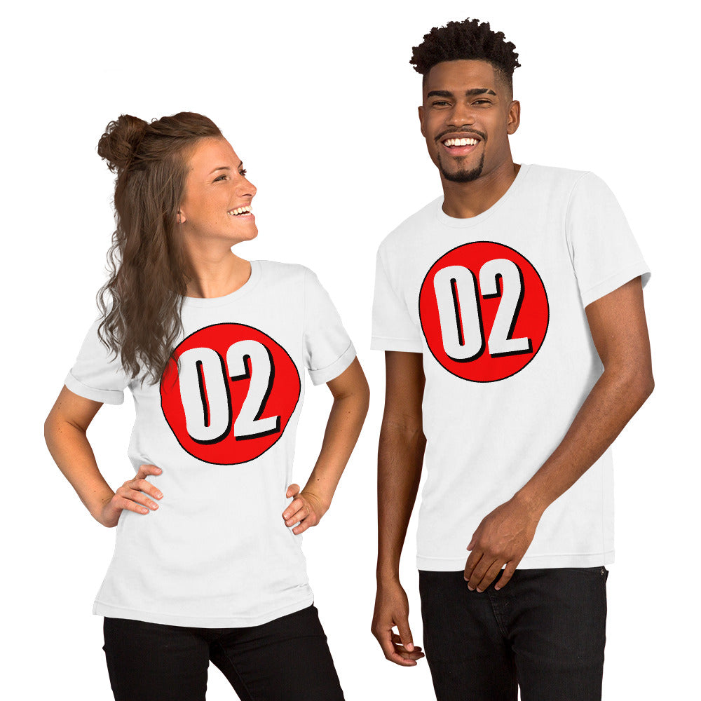 Unisex t-shirt: White on Red 02