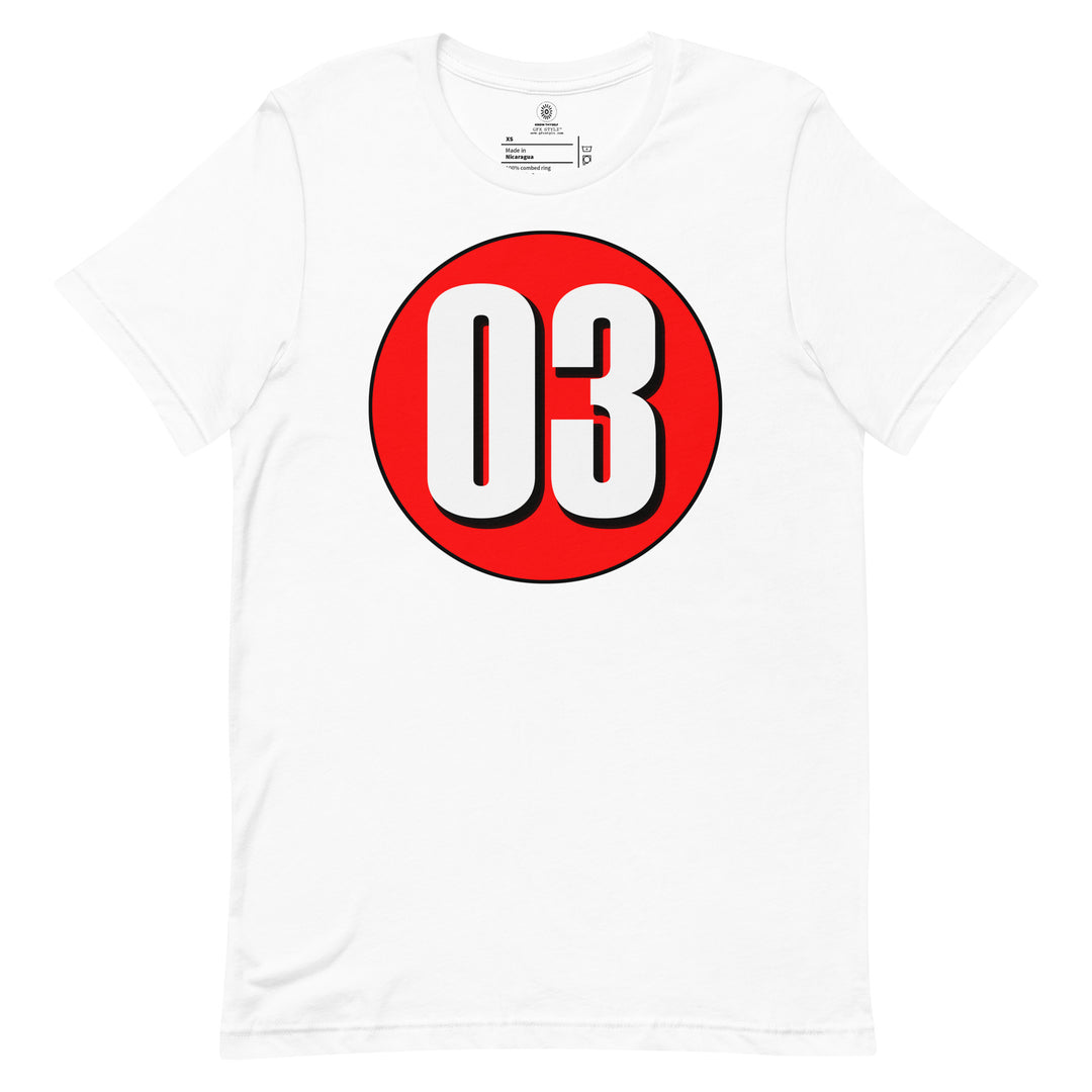 Unisex t-shirt: White on Red 03