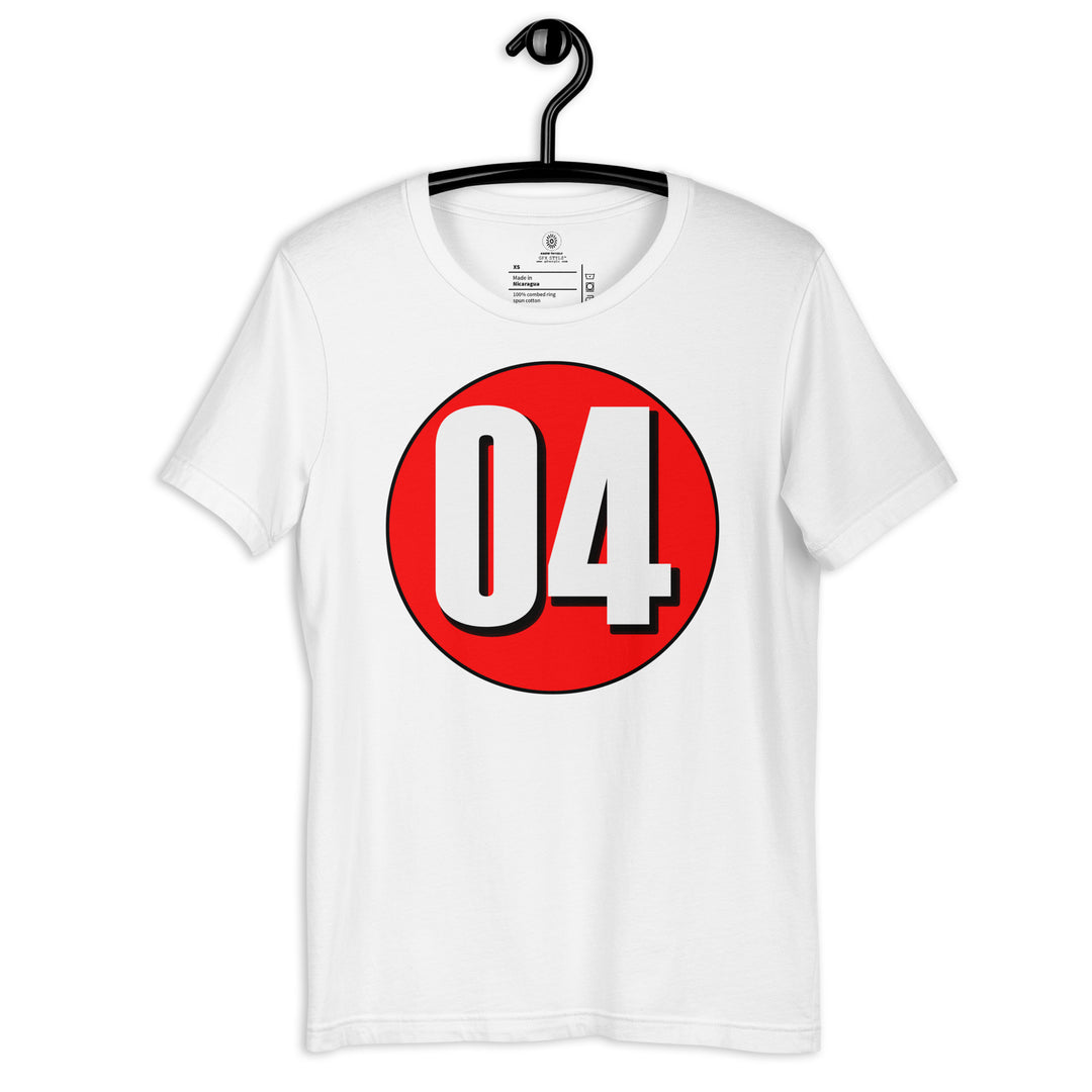 Unisex t-shirt: White on Red 04