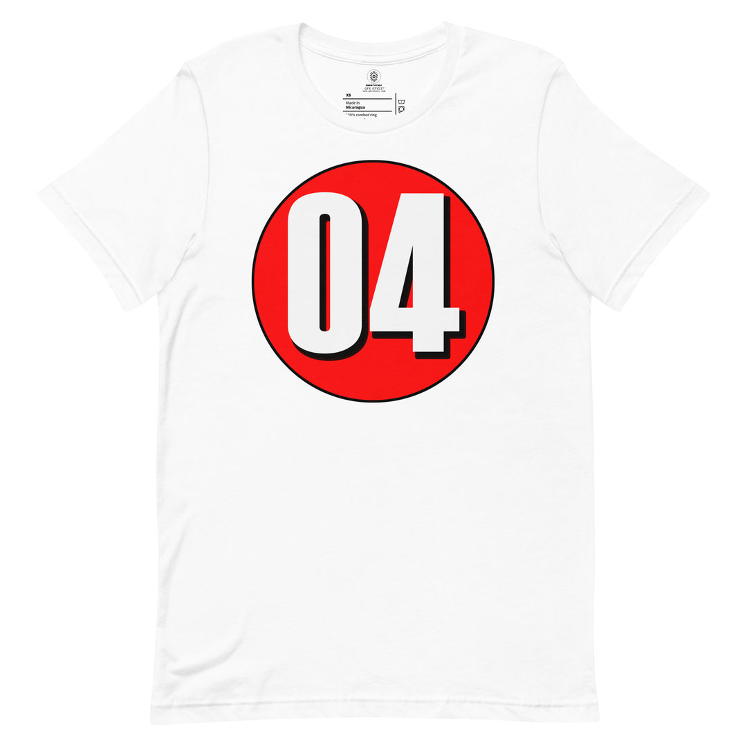 Unisex t-shirt: White on Red 04