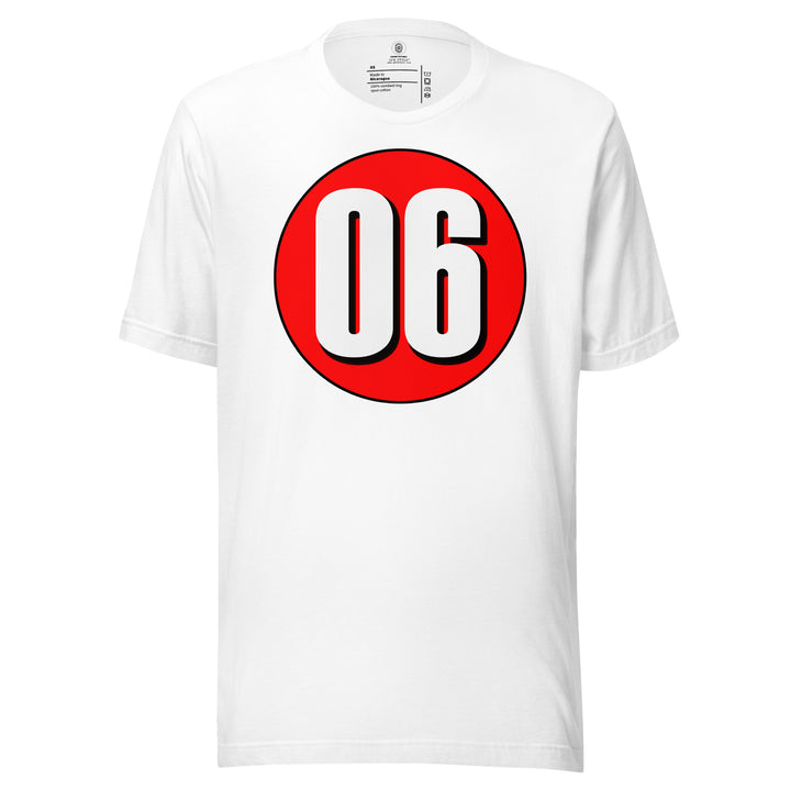 Unisex t-shirt: White on Red 06