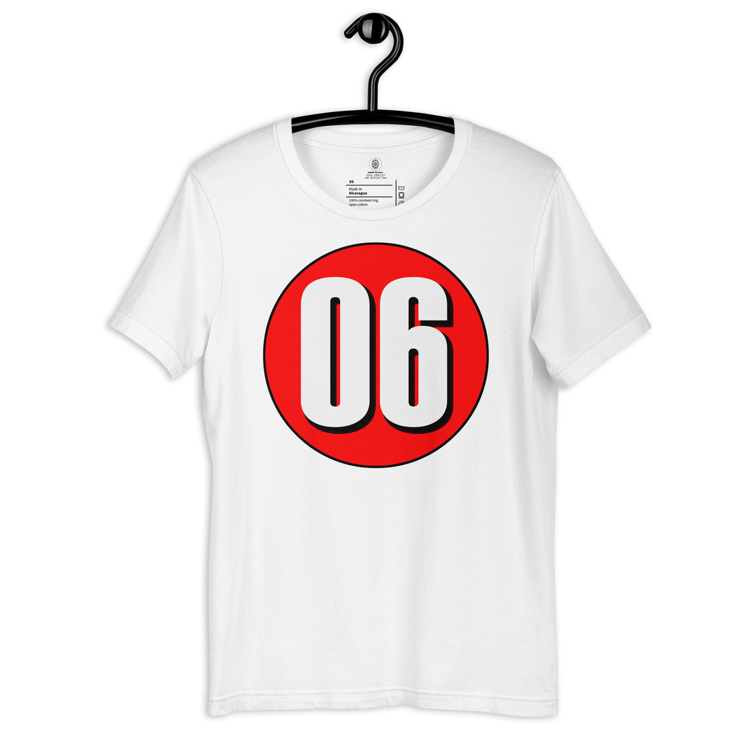 Unisex t-shirt: White on Red 06