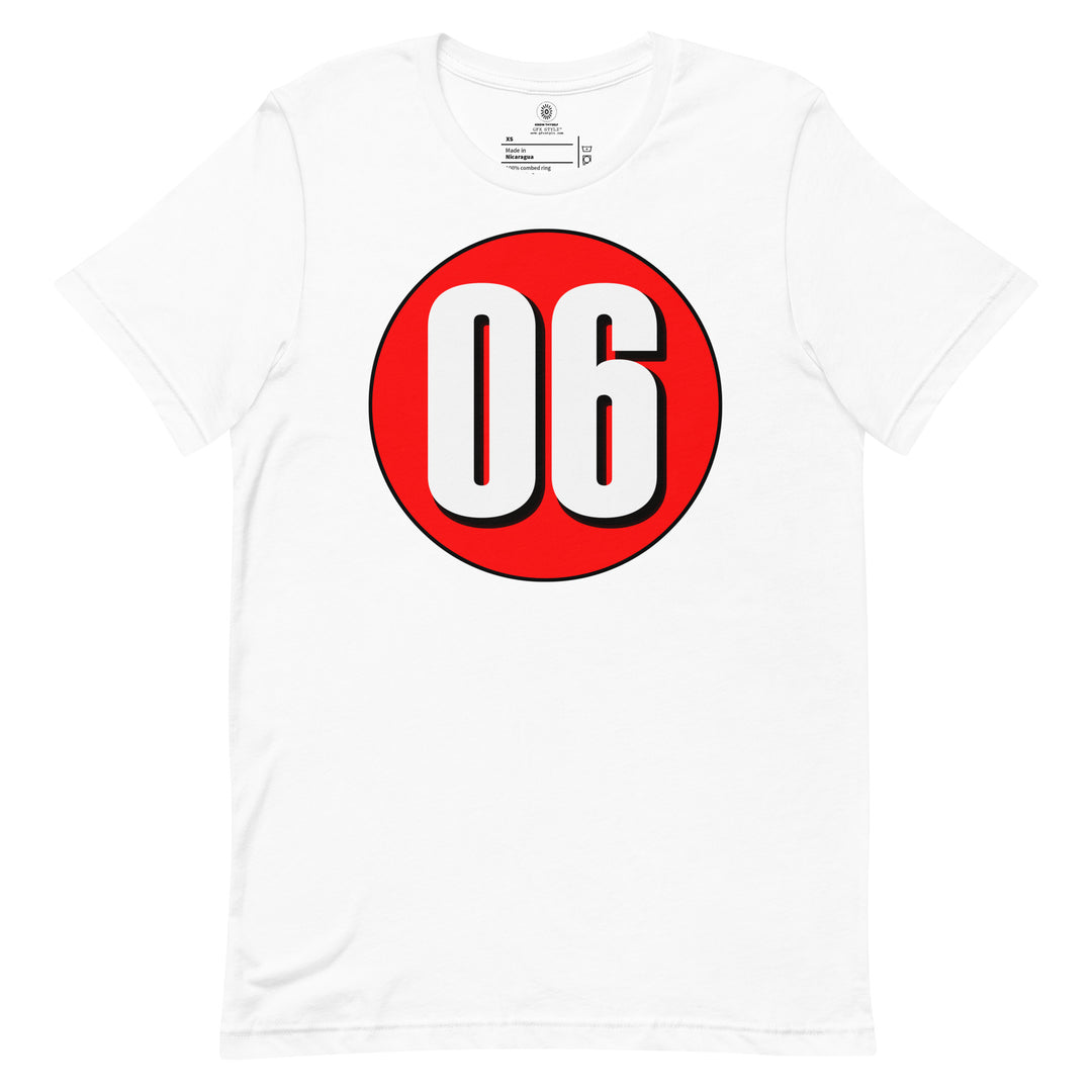 Unisex t-shirt: White on Red 06