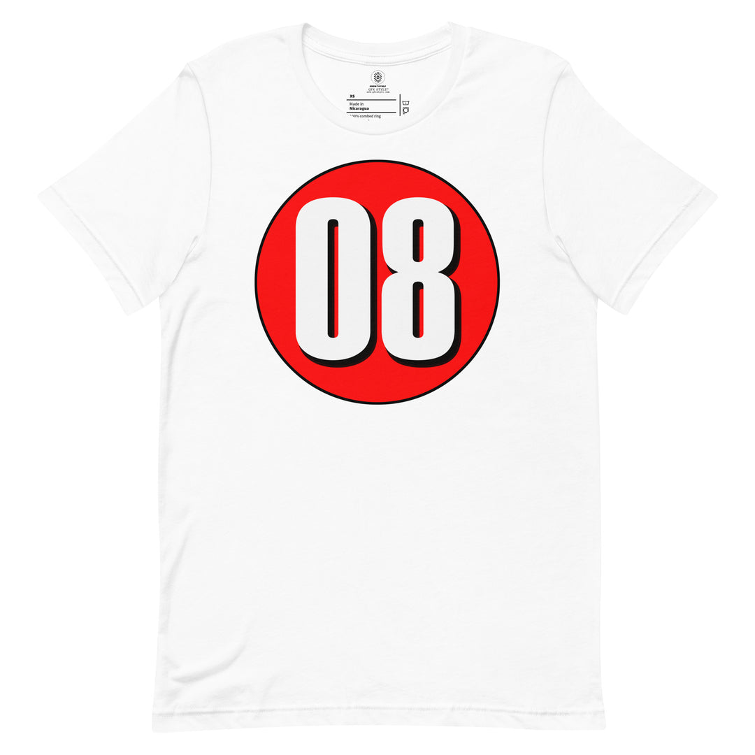 Unisex t-shirt: White on Red 08