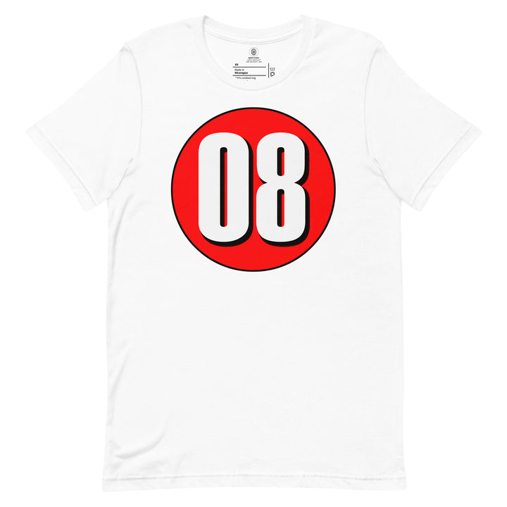 Unisex t-shirt: White on Red 08