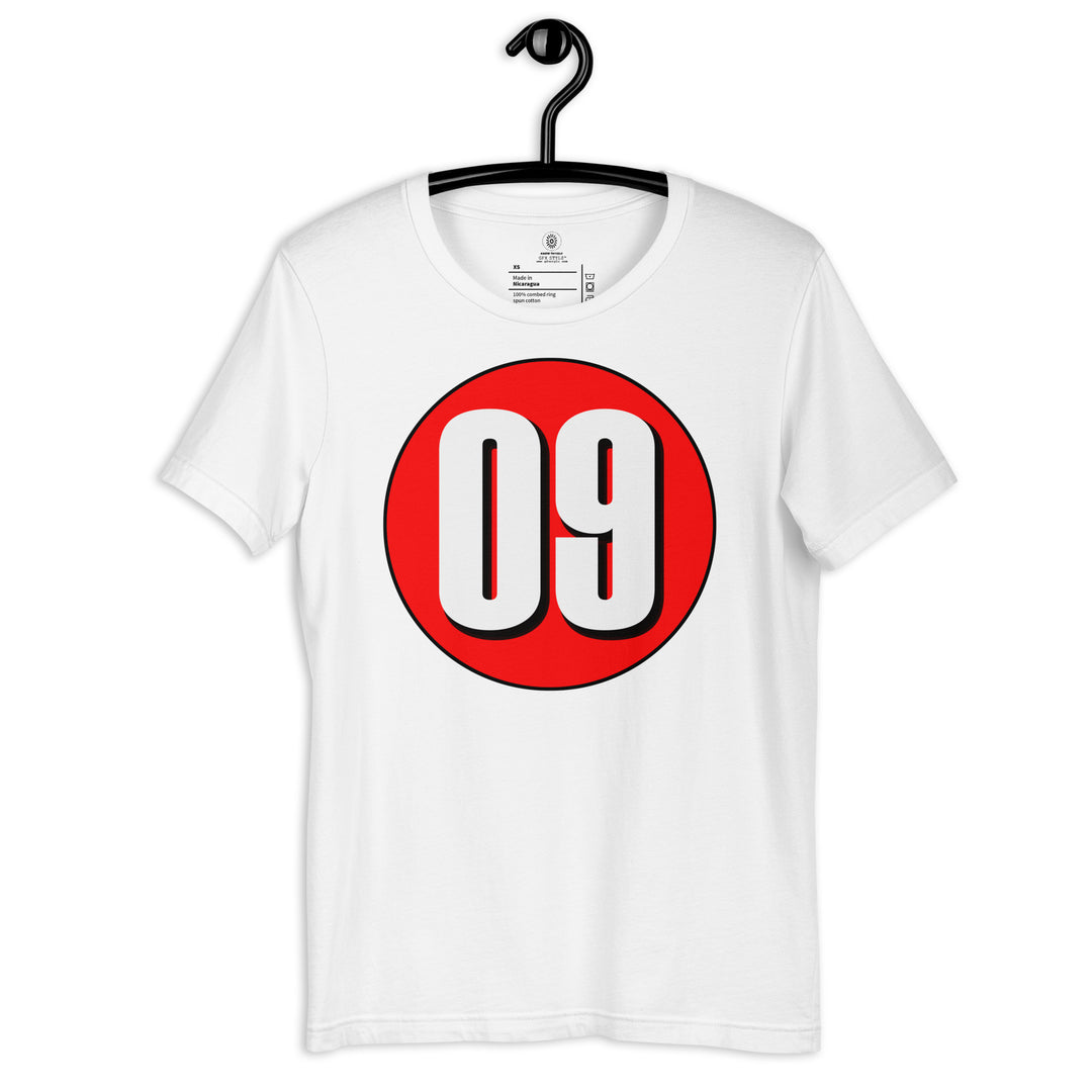 Unisex t-shirt: White on Red 09