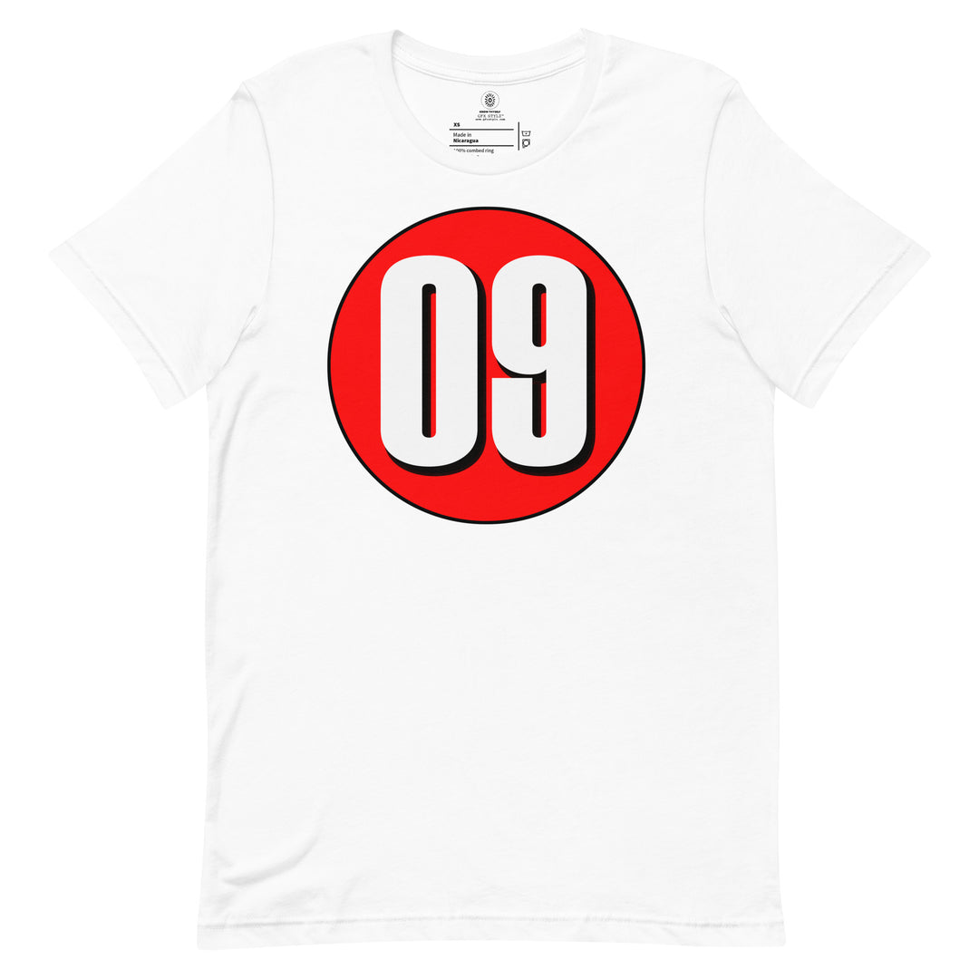 Unisex t-shirt: White on Red 09