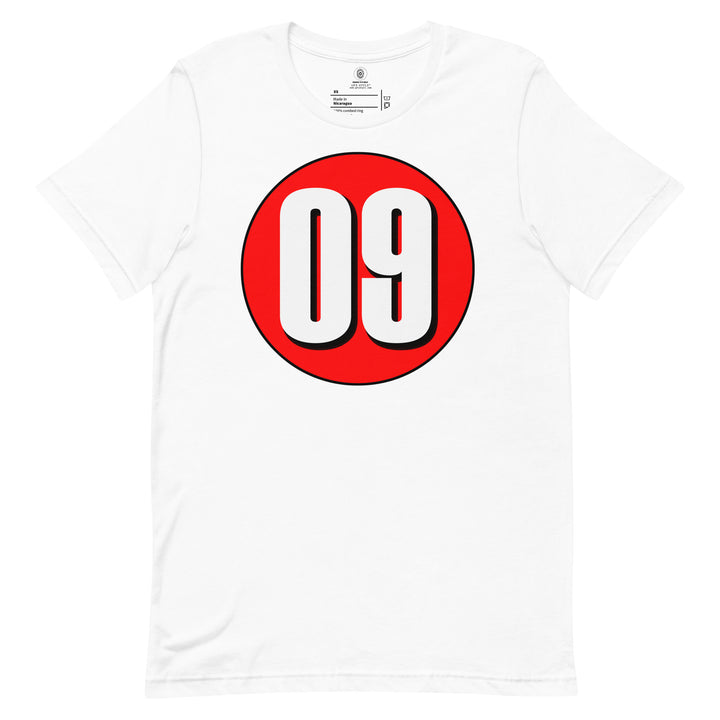 Unisex t-shirt: White on Red 09