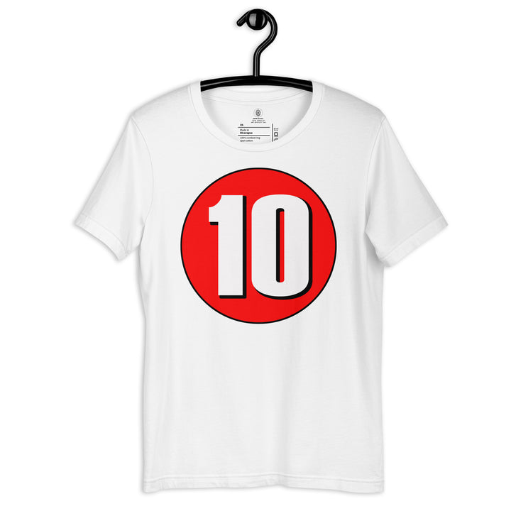 Unisex t-shirt: White on Red 10