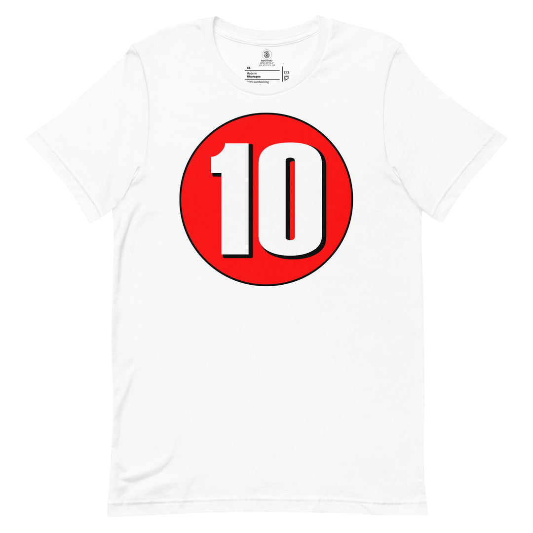 Unisex t-shirt: White on Red 10