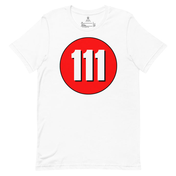 Unisex t-shirt: White on Red 111