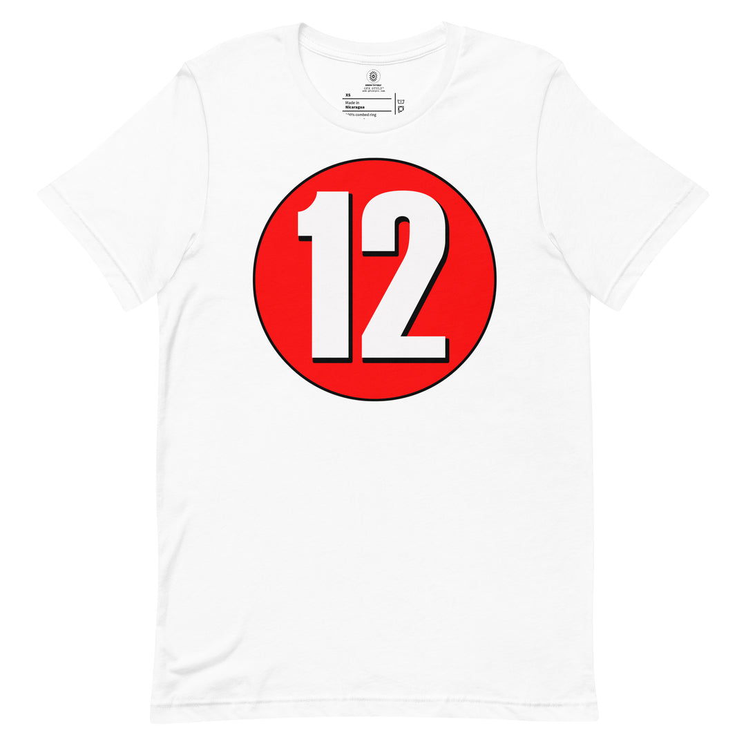 Unisex t-shirt: White on Red 12