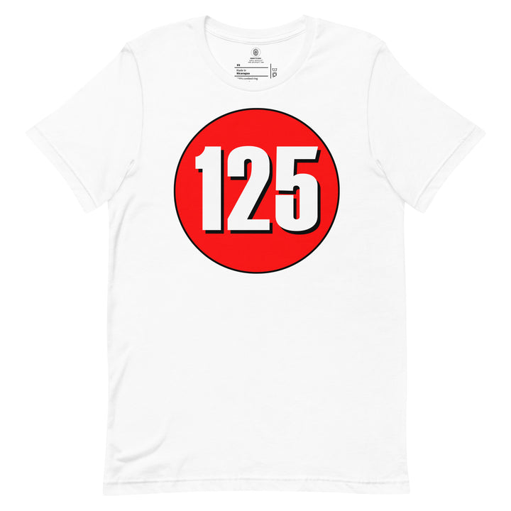 Unisex t-shirt: White on Red 125