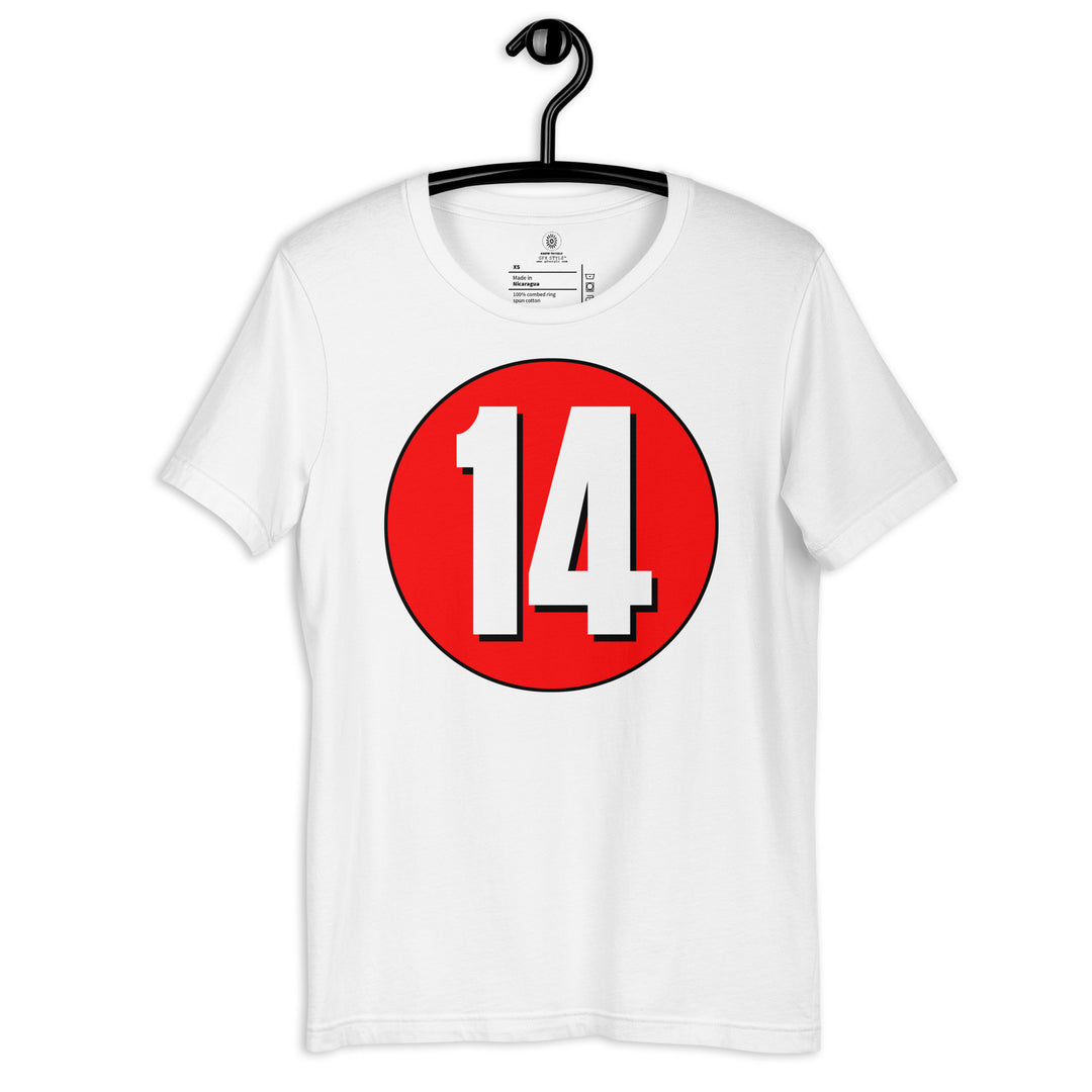 Unisex t-shirt: White on Red 14