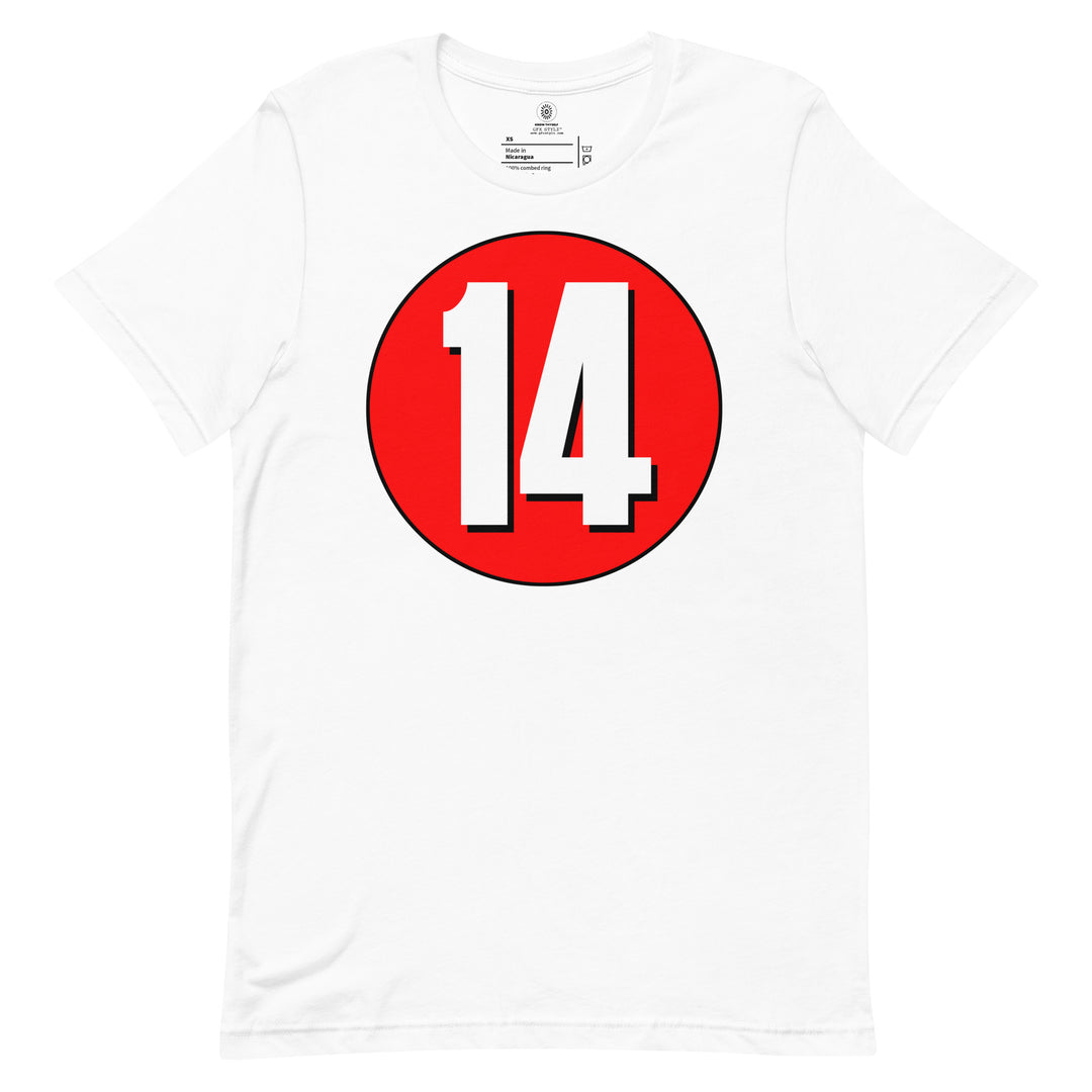 Unisex t-shirt: White on Red 14