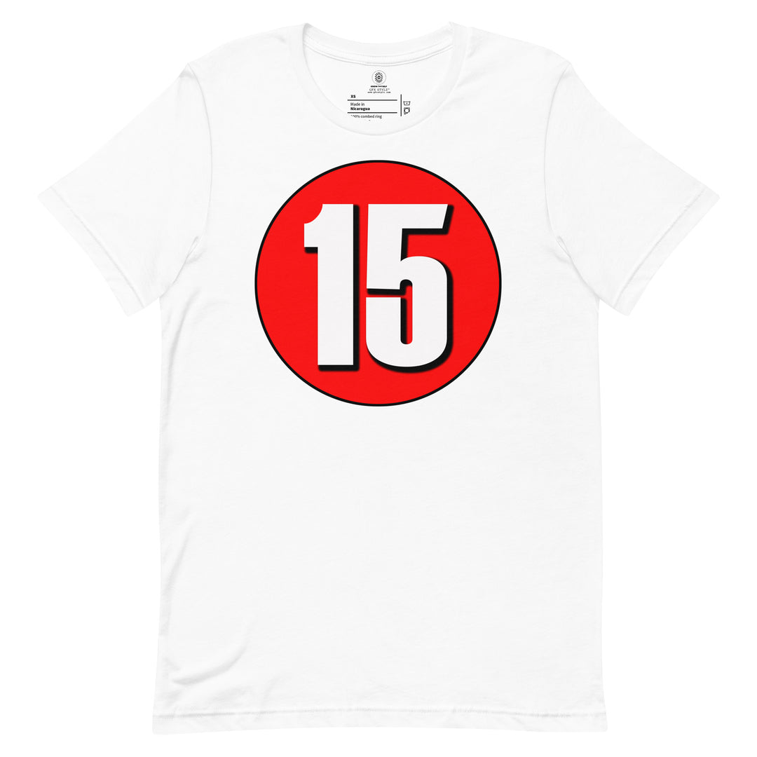 Unisex t-shirt: White on Red 15