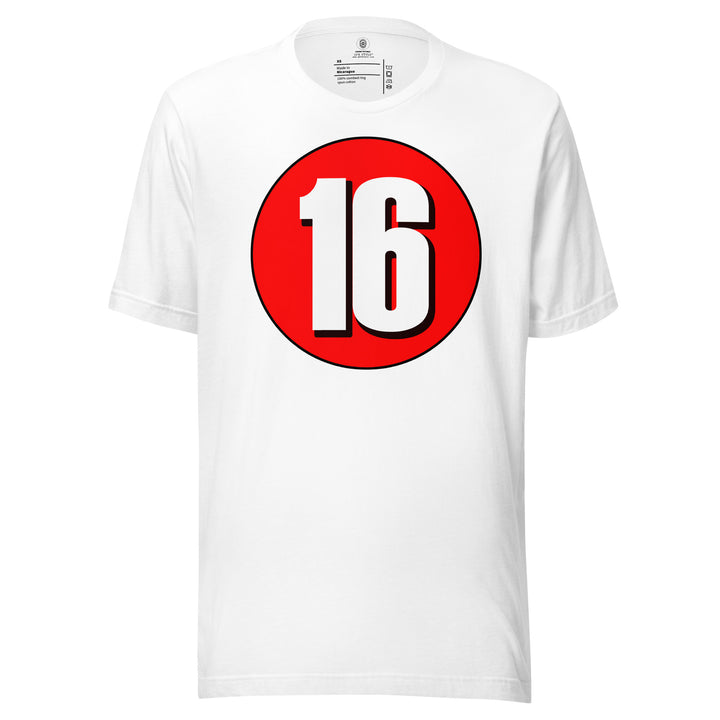 Unisex t-shirt: White on Red 16