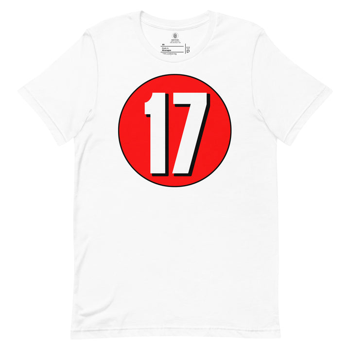 Unisex t-shirt: White on Red 17