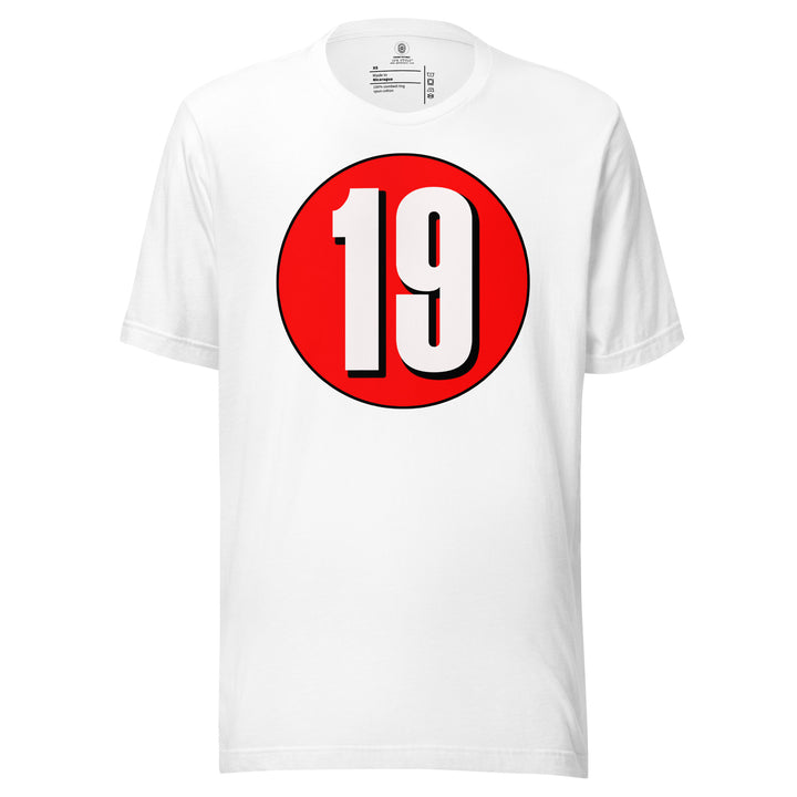 Unisex t-shirt: White on Red 19