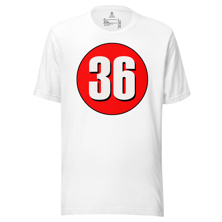 Unisex t-shirt: White on Red 36