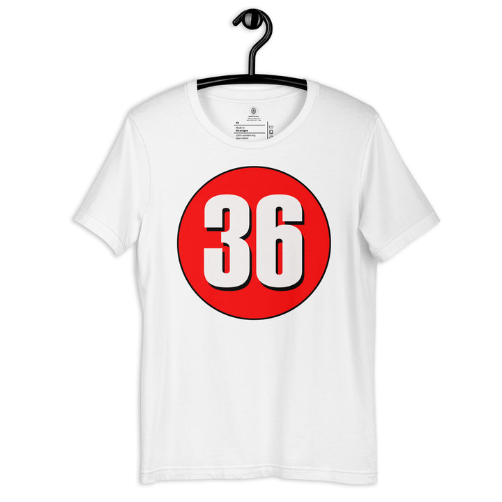 Unisex t-shirt: White on Red 36