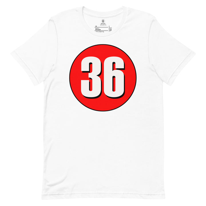 Unisex t-shirt: White on Red 36