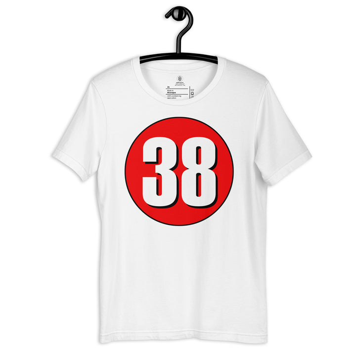 Unisex t-shirt: White on Red 38